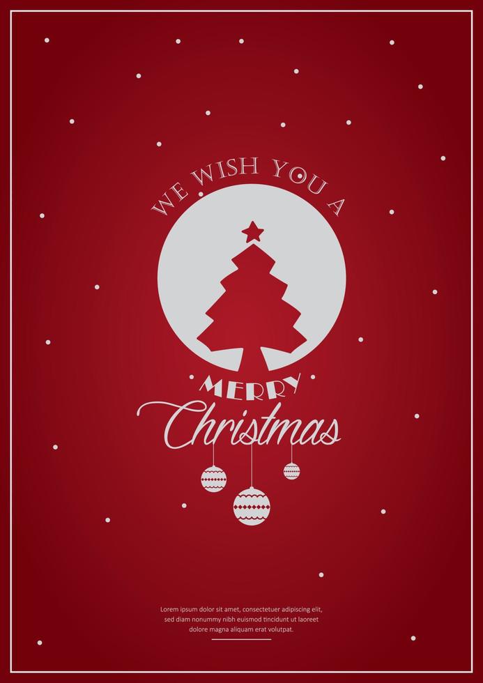 Merry Christmas with ball and tree design vector