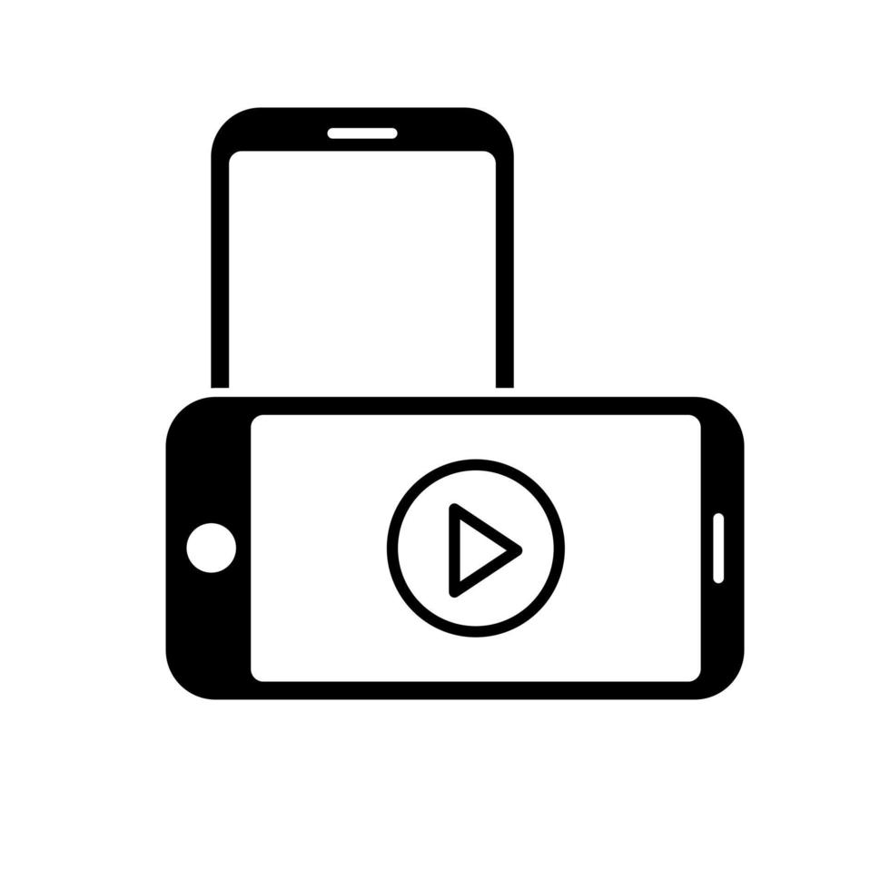 Phone icon Telephone icon symbol with play video icon vector