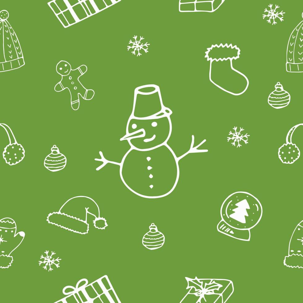 Christmas Season Vector Seamless Pattern. Xmas Hand-Drawn Elements