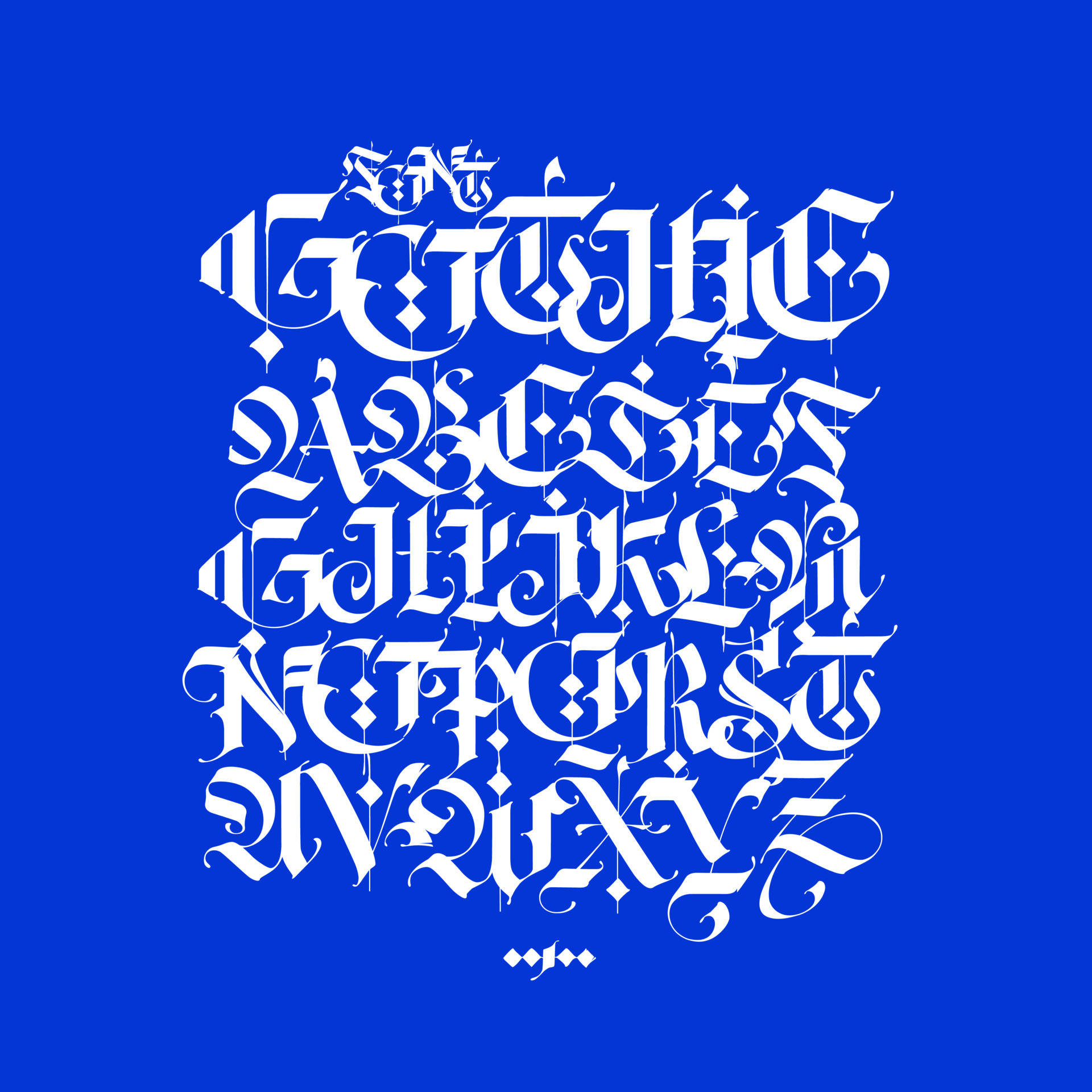 Gothic, English alphabet written in chalk. Vector font for tattoo and