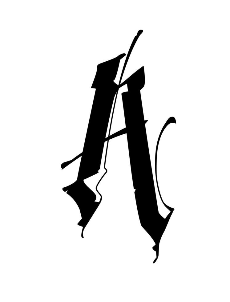 alfabeto. el símbolo está aislado en un fondo blanco. caligrafía y rotulación. letra latina medieval. logo para la empresa vector