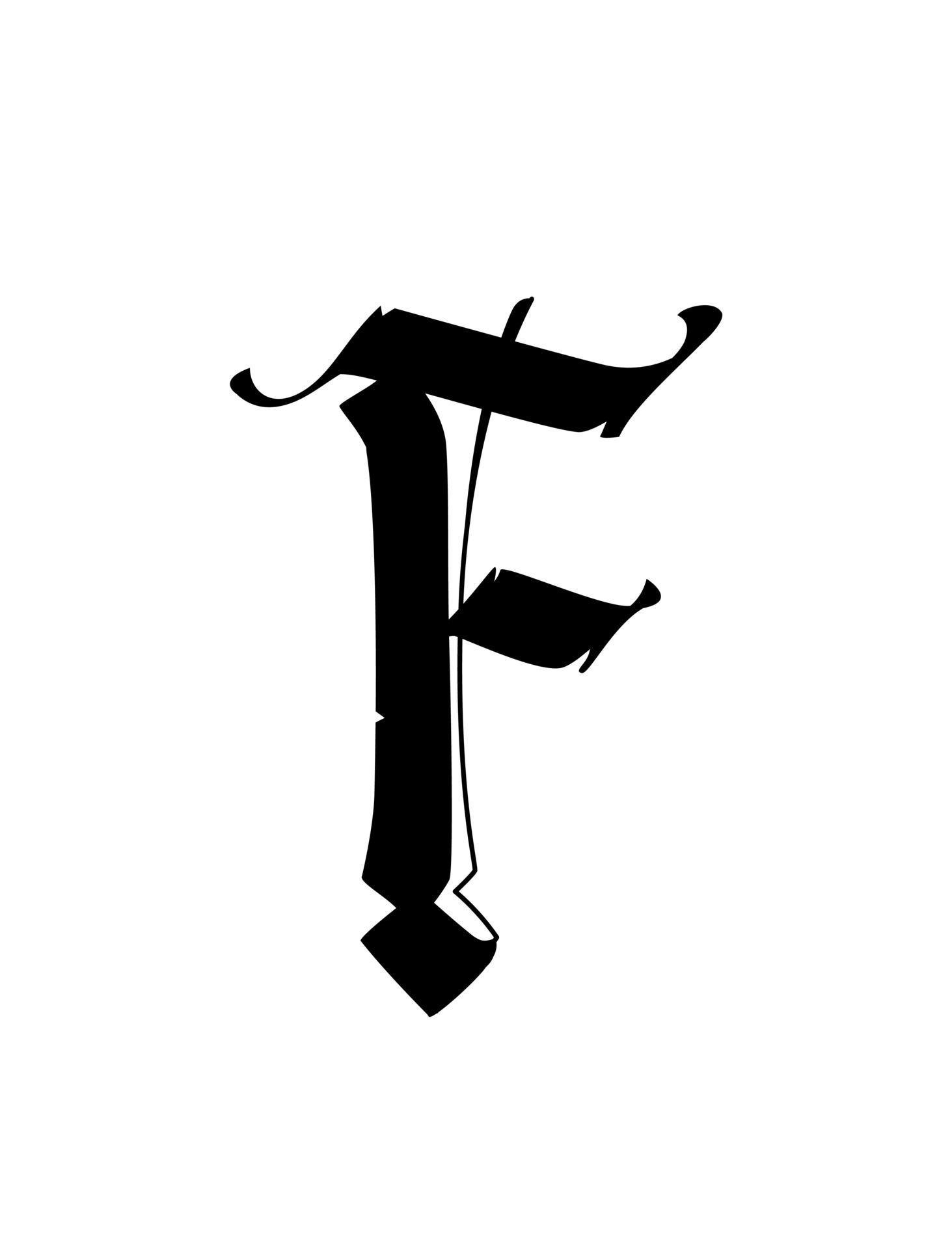 Alphabet. The symbol is isolated on a white background. Calligraphy and