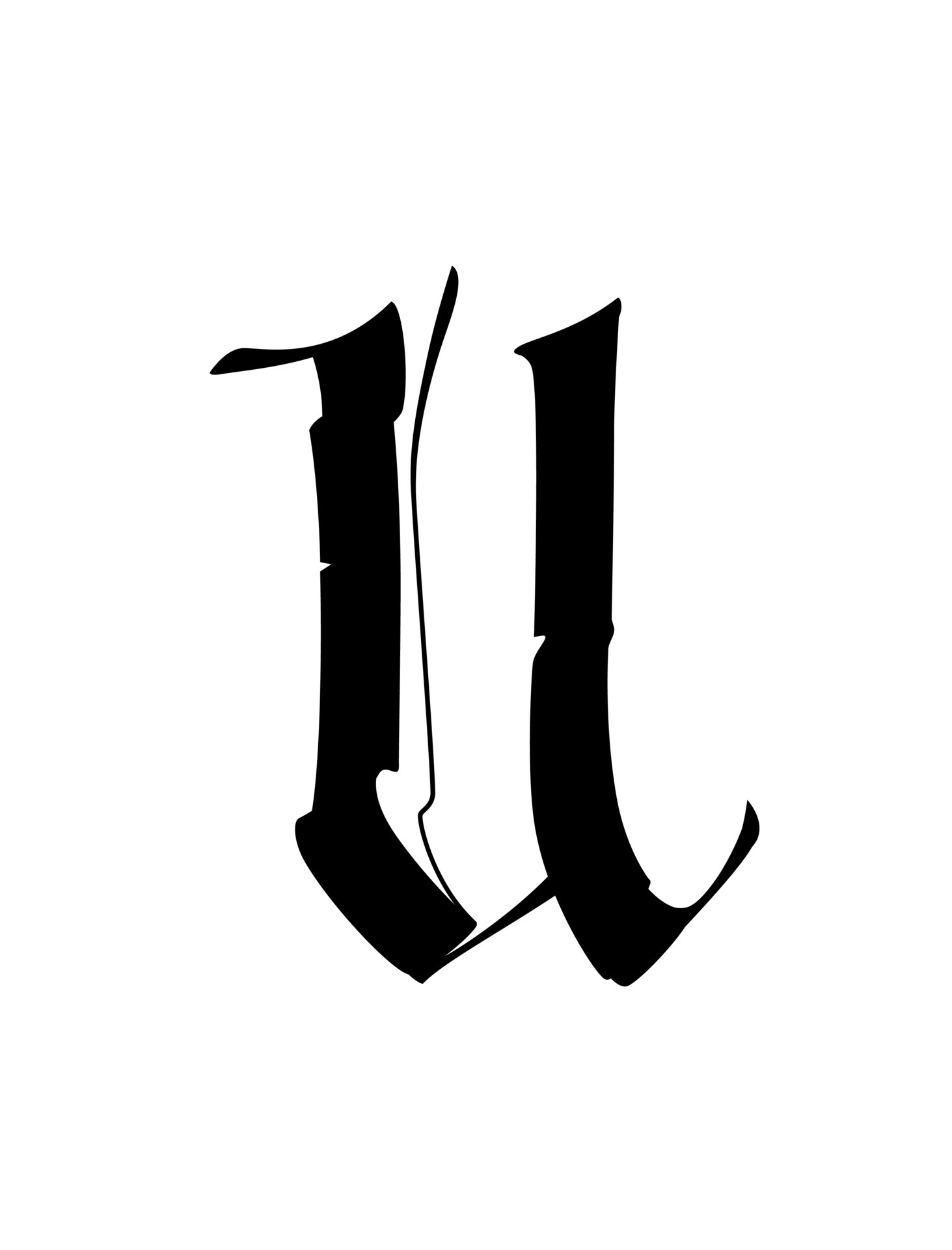 Alphabet. The symbol is isolated on a white background. Calligraphy and