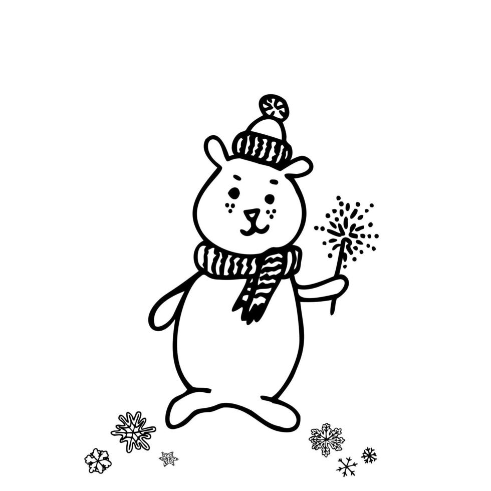 Cute little bear celebrate Christmas vector