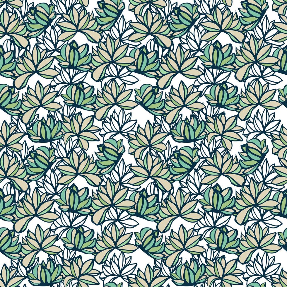 Cactus plant pattern for textile, pastel delicate greenery color vector