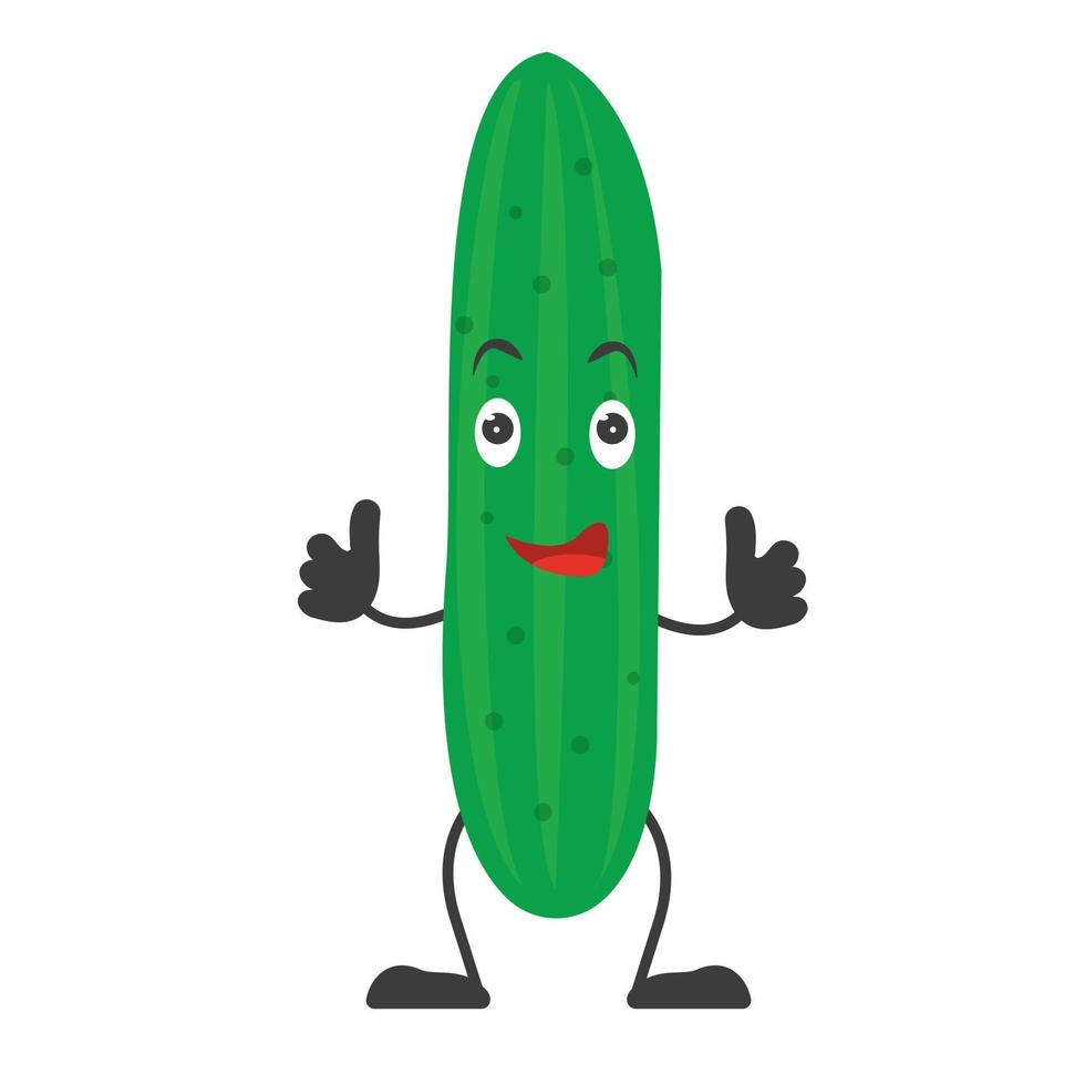 Smilling cute cucumber. Vector illustration in cartoon style.