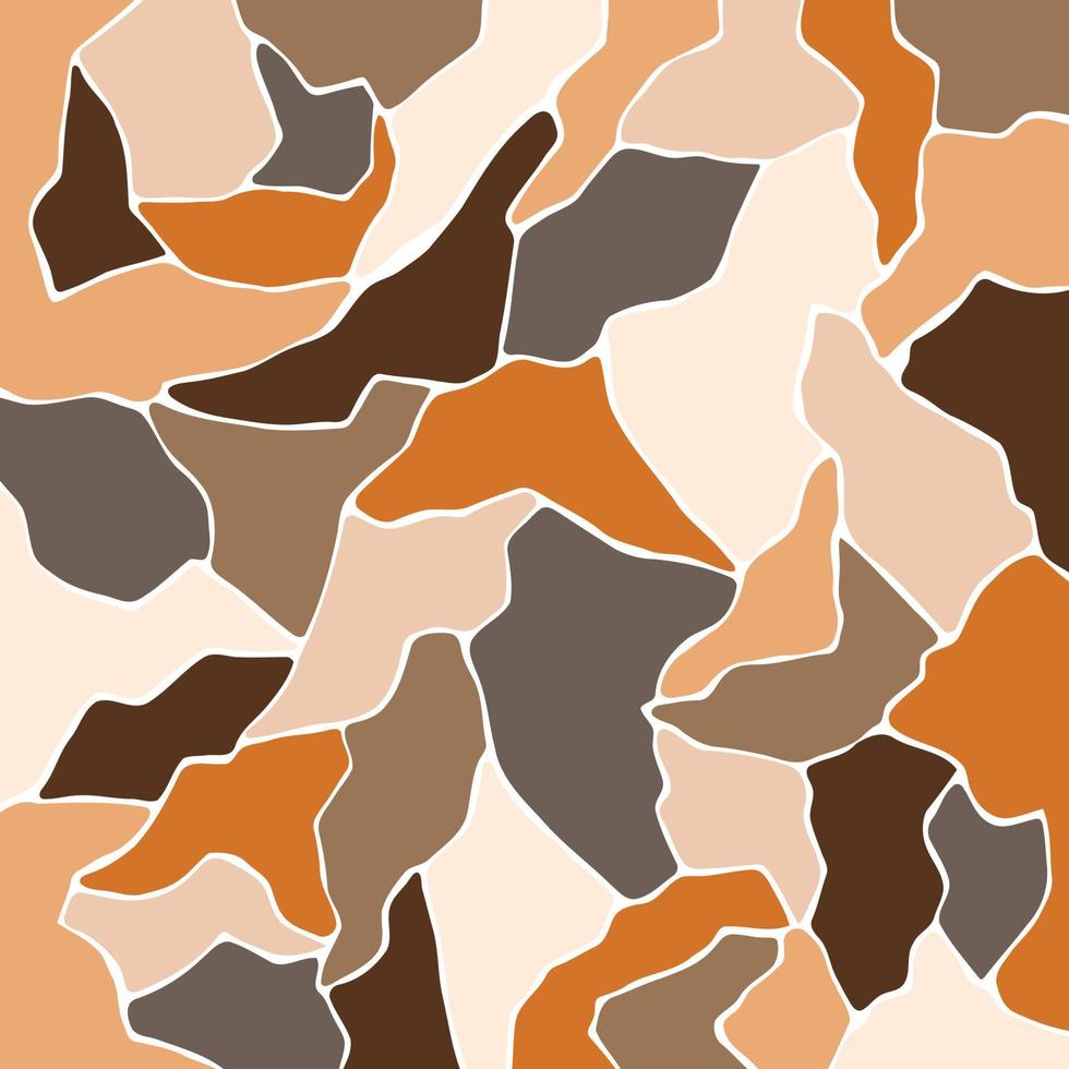 Orange Brown Minimal Mosaic Scrappy Shape Pattern vector