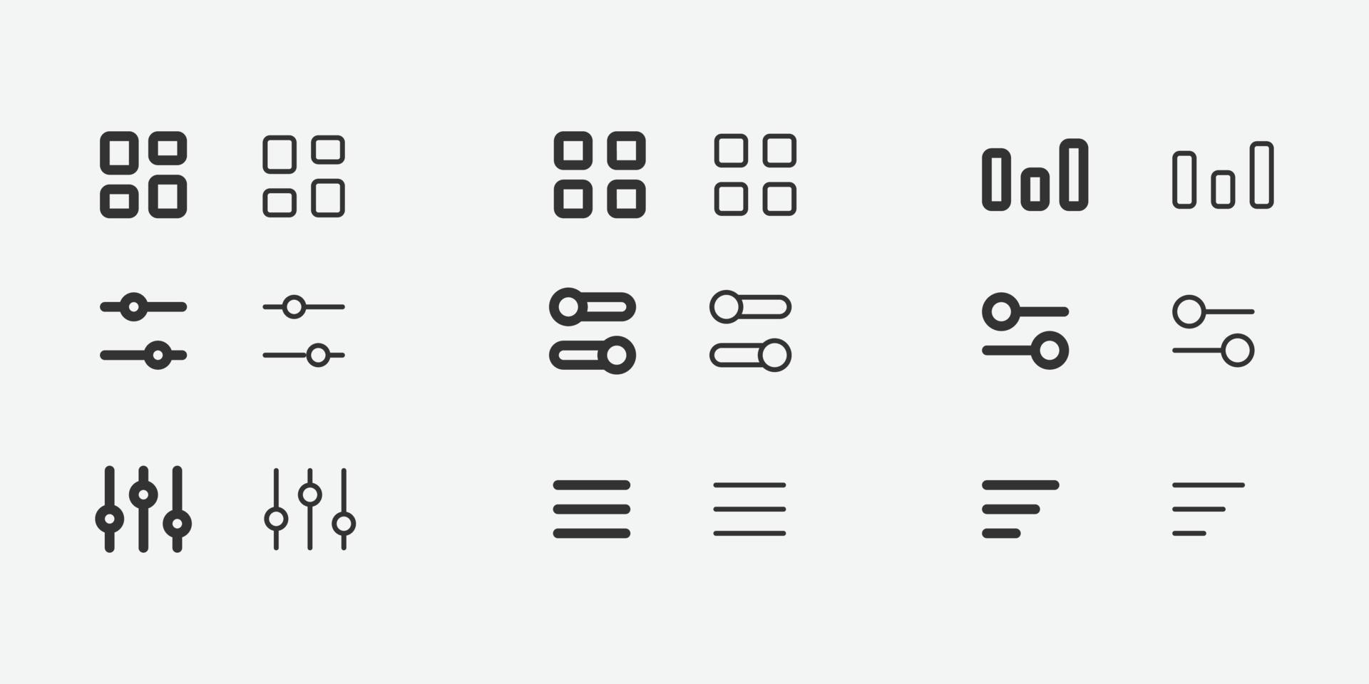 Set of hamburger menu vector icon isolated for web and app design