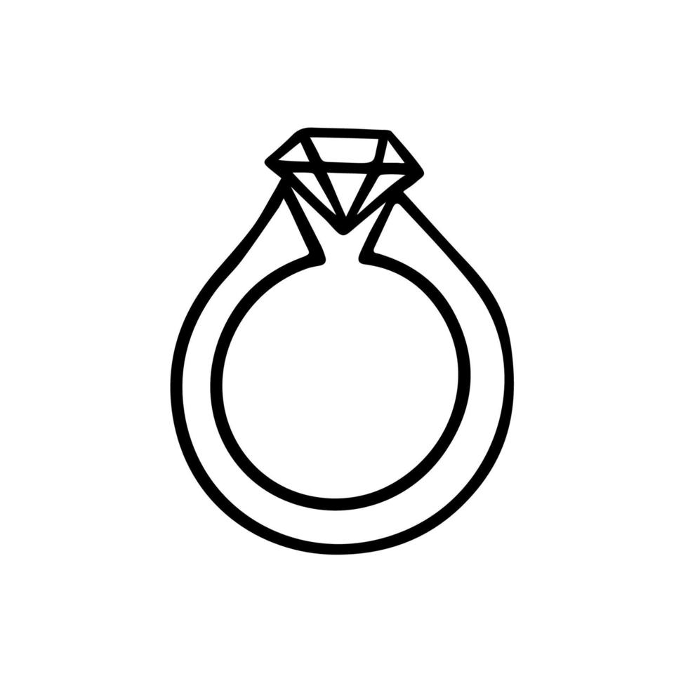 Ring with gemstone vector illustration. Hand drawn jewellery item. Romantic gift. Proposal symbol. Design for icon, app, web