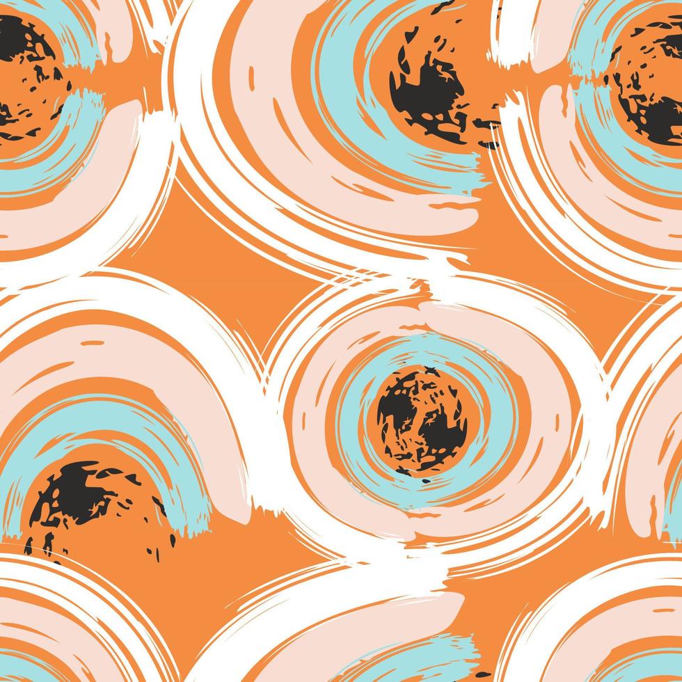 Abstract seamless pattern with brush stroke and marker. Hand drawn doodle shapes, marks and lines. Creative colorful background. Vector illustration
