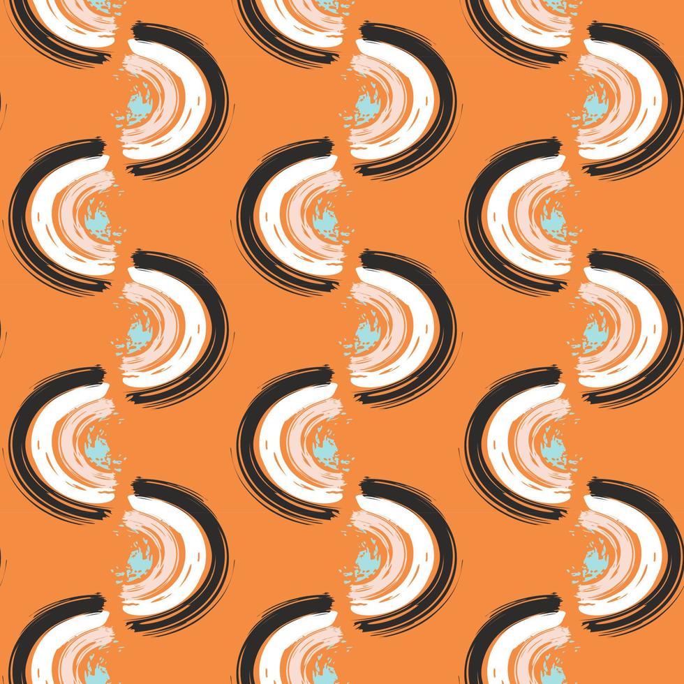 Abstract seamless pattern with brush stroke and marker. Hand drawn doodle shapes, marks and lines. Creative colorful background. Vector illustration