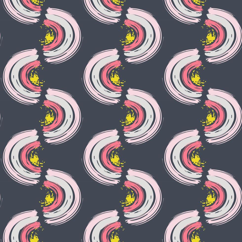 Abstract seamless pattern with brush stroke and marker. Hand drawn doodle shapes, marks and lines. Creative colorful background. Vector illustration