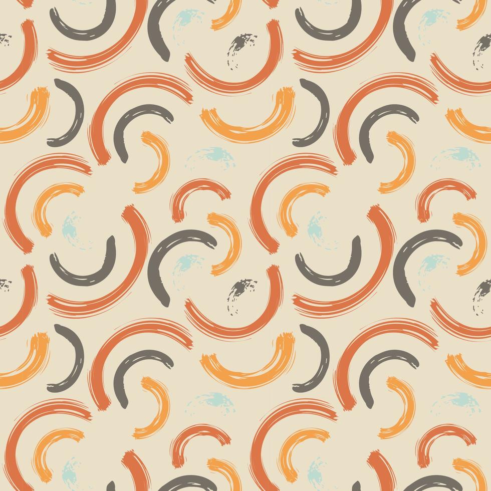 Abstract seamless pattern with brush stroke and marker. Hand drawn doodle shapes, marks and lines. Creative colorful background. Vector illustration