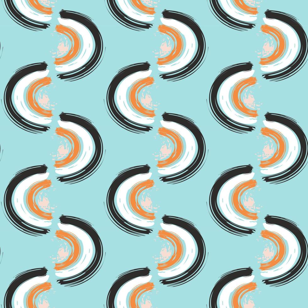 Abstract seamless pattern with brush stroke and marker. Hand drawn doodle shapes, marks and lines. Creative colorful background. Vector illustration