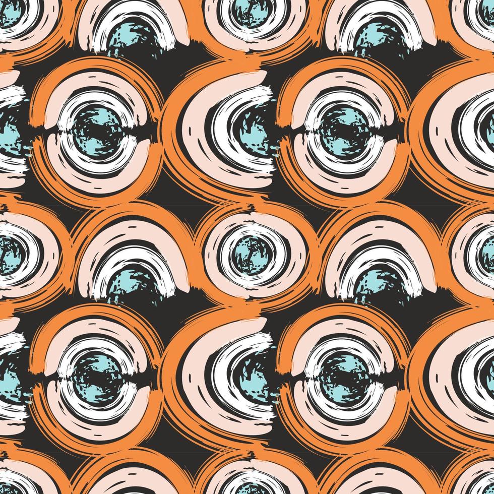 Abstract seamless pattern with brush stroke and marker. Hand drawn doodle shapes, marks and lines. Creative colorful background. Vector illustration