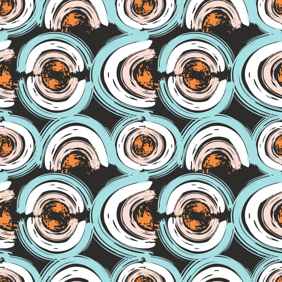 Abstract seamless pattern with brush stroke and marker. Hand drawn doodle shapes, marks and lines. Creative colorful background. Vector illustration