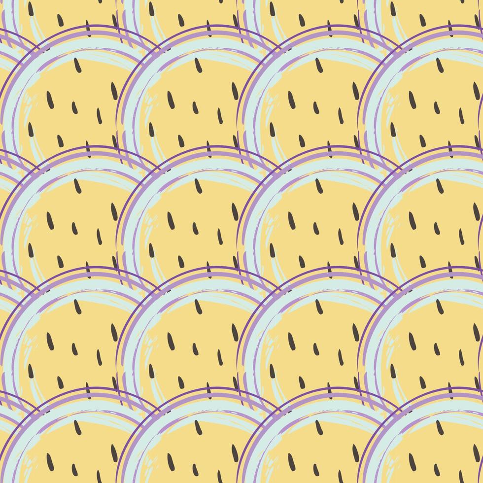 Abstract fruit seamless pattern. Creative colorful background with passion fruit. Hand drawn doodle shapes. Vector illustration