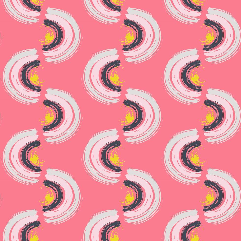 Abstract seamless pattern with brush stroke and marker. Hand drawn doodle shapes, marks and lines. Creative colorful background. Vector illustration