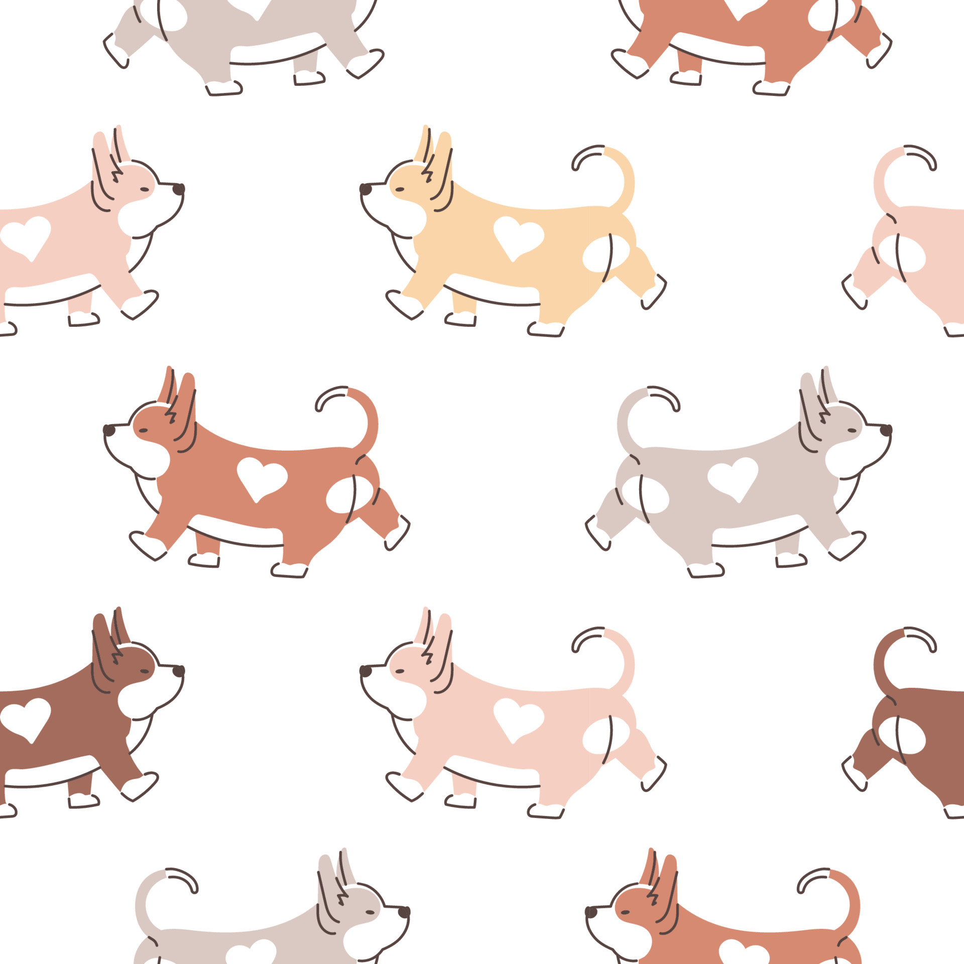 Seamless pattern with cute cartoon corgi dog. Animal repeating background.  Hand drawn design for fabric. Vector illustration 5243491 Vector Art at  Vecteezy