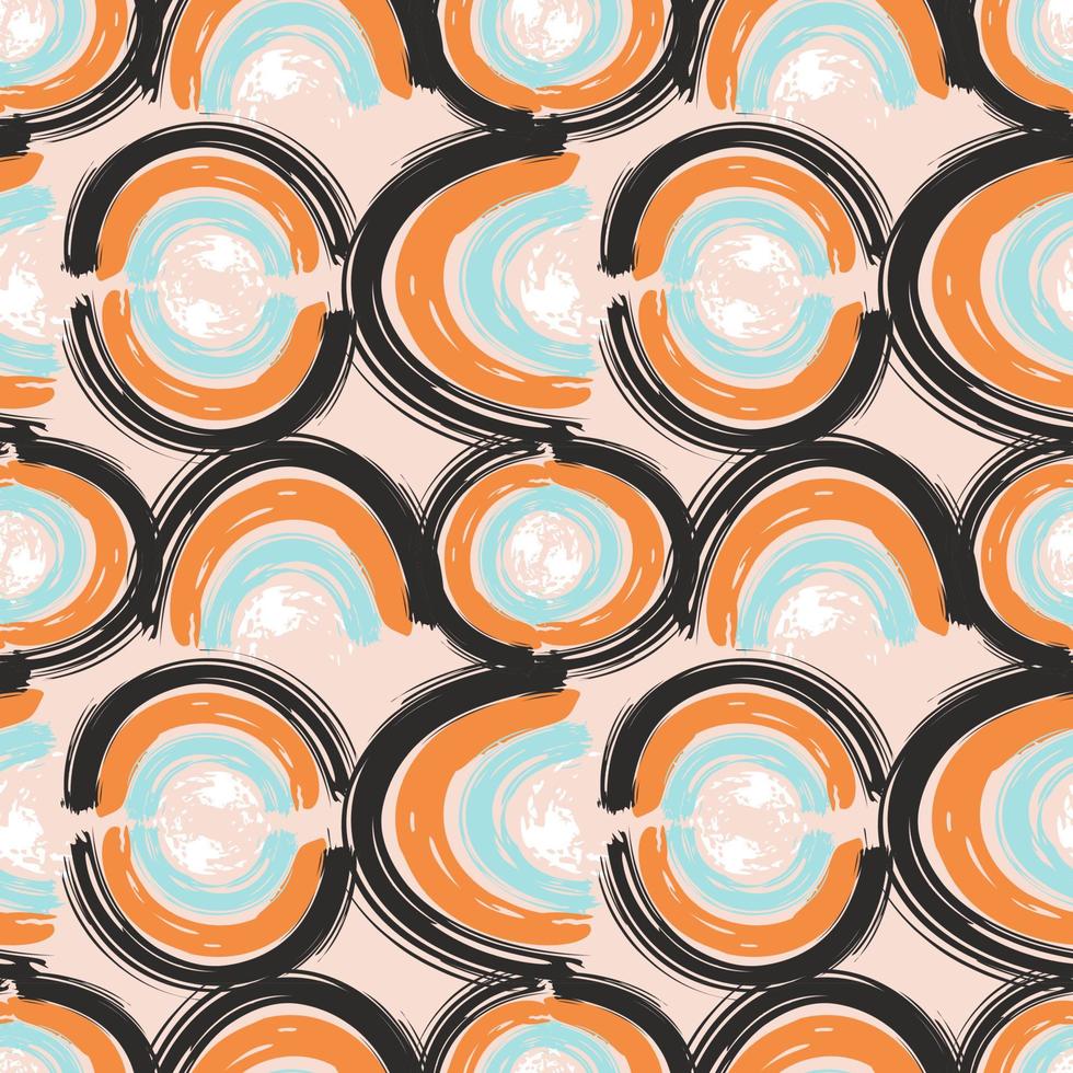 Abstract seamless pattern with brush stroke and marker. Hand drawn doodle shapes, marks and lines. Creative colorful background. Vector illustration