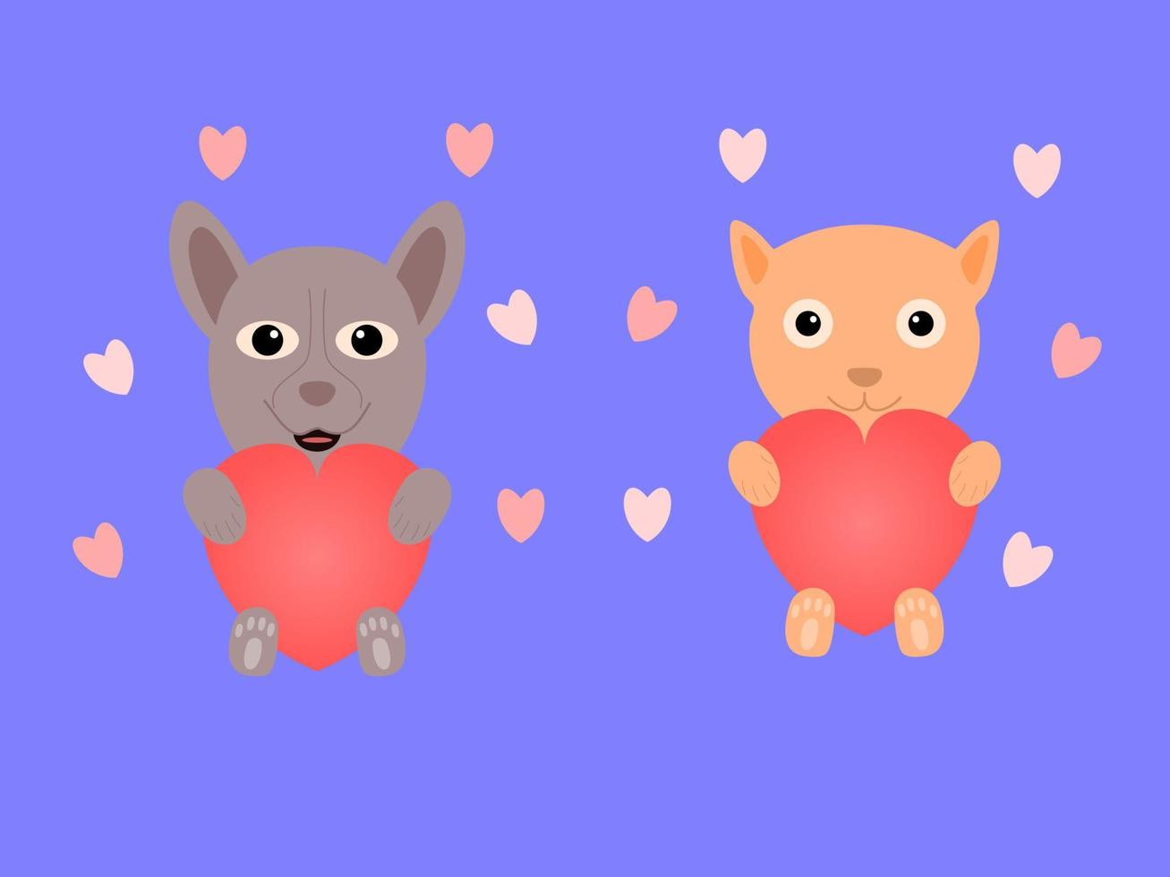 las mascotas te desean un feliz dia de san valentin vector