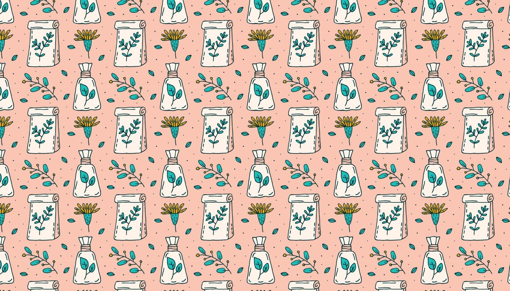 Chamomile flower, herbs, plants in packages. Pattern, texture, background, banner. Vegan cosmetics, eco friendly. Organic ingredients, natural treatment. vector