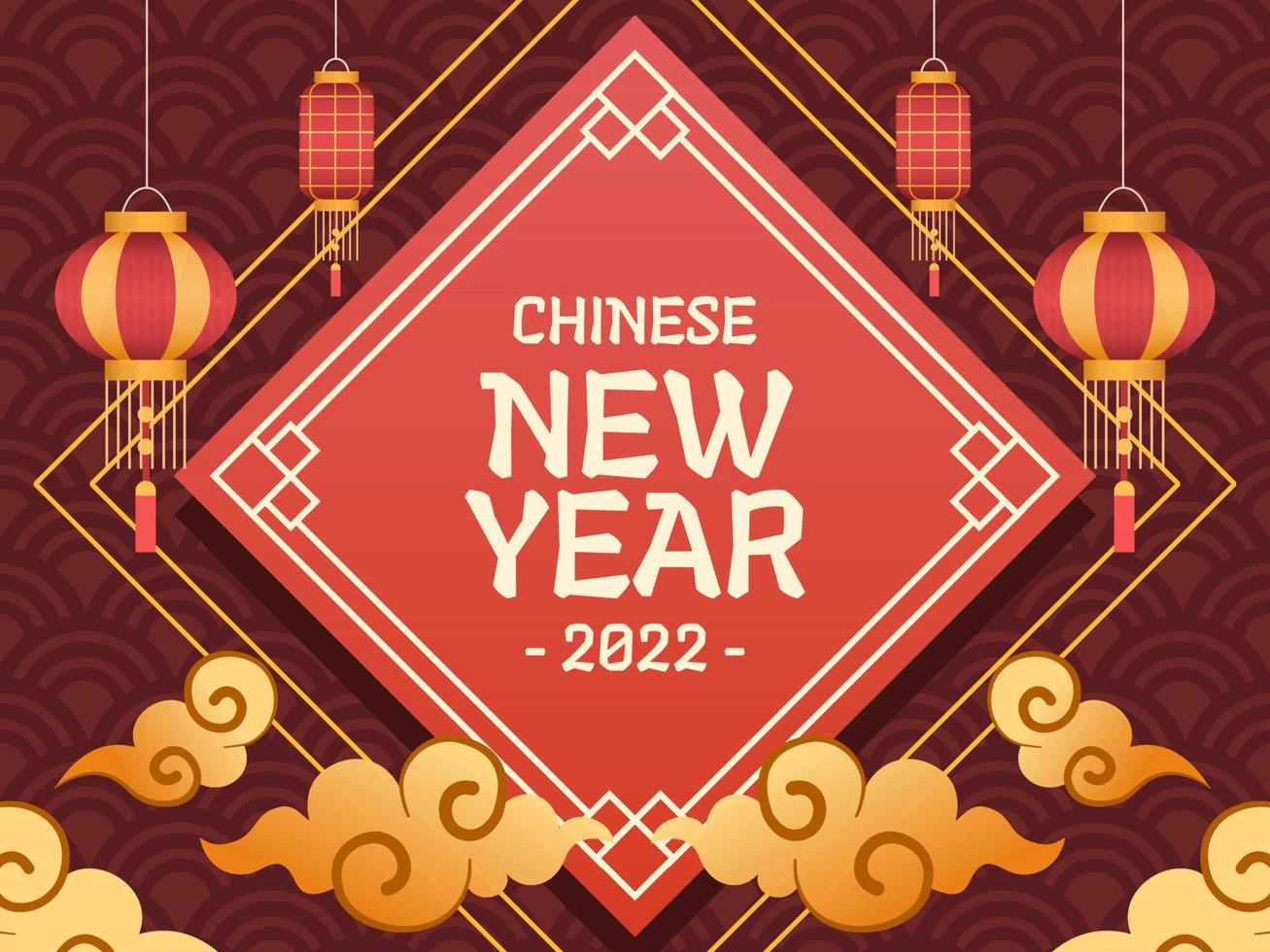 diseño de fondo de año nuevo chino con color rojo. saludo feliz año nuevo lunar chino. se puede utilizar para banner, afiche, postal, invitación, impresión, tarjeta de felicitación. vector