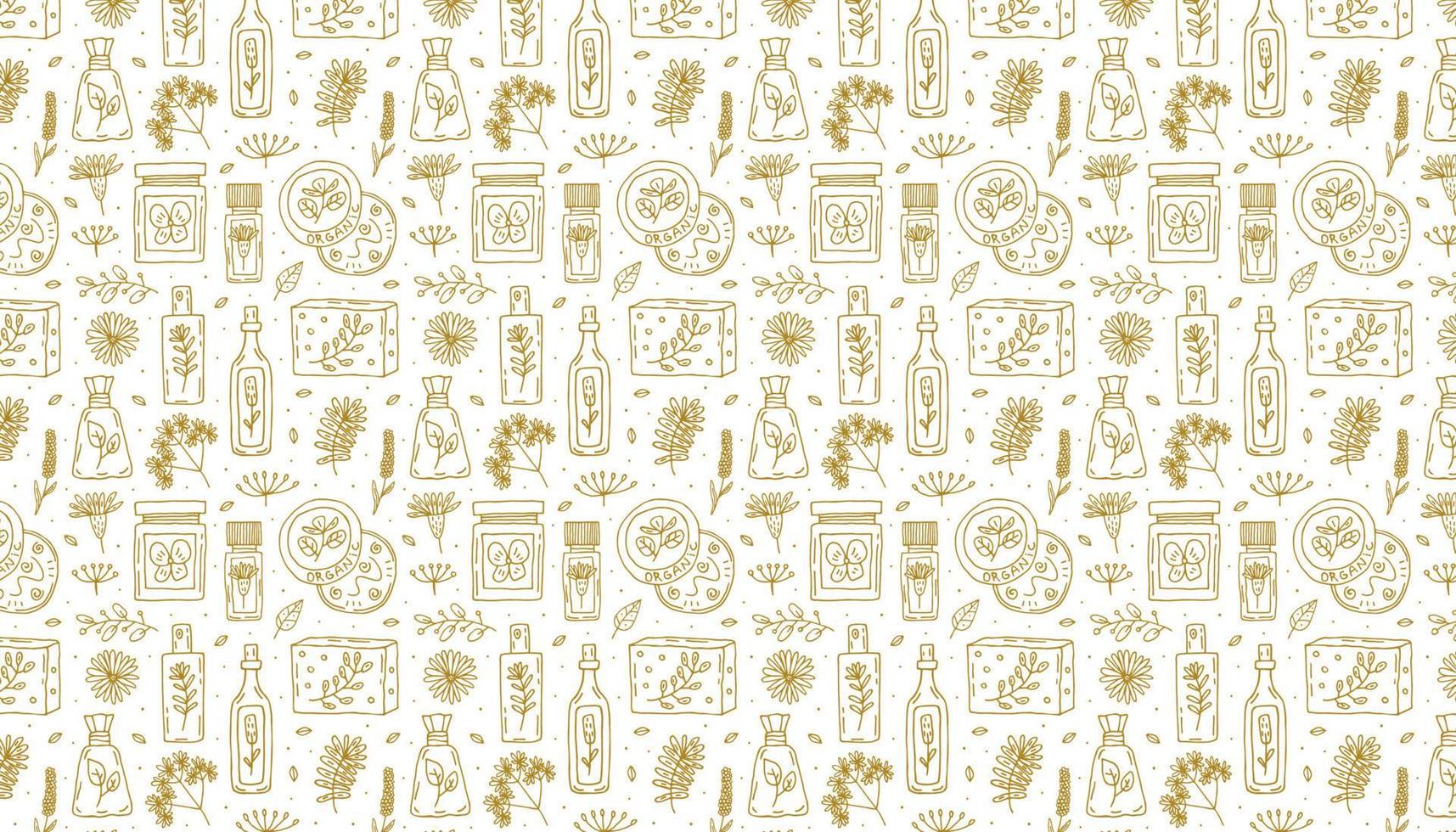Chamomile flower, herbs, plants. Pattern, texture, background, banner. Vegan cosmetics, eco friendly. Organic ingredients, natural treatment. vector