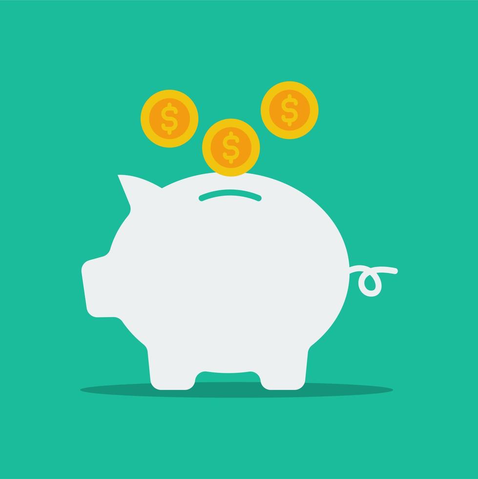 Save money on piggy bank. Money savings flat vector illustration suitable for many purposes.