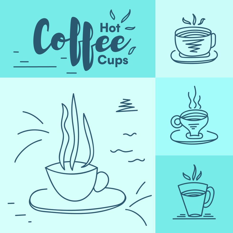 Constructed coffee hot drinks vector handdrawn design elements