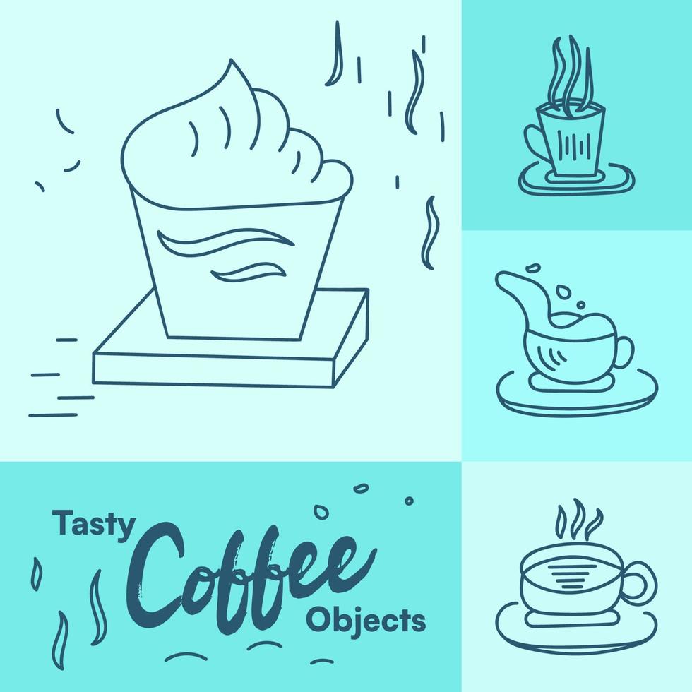 taza de café dibujada a mano aislada con estilo mínimo de ilustración vectorial a mano alzada vector