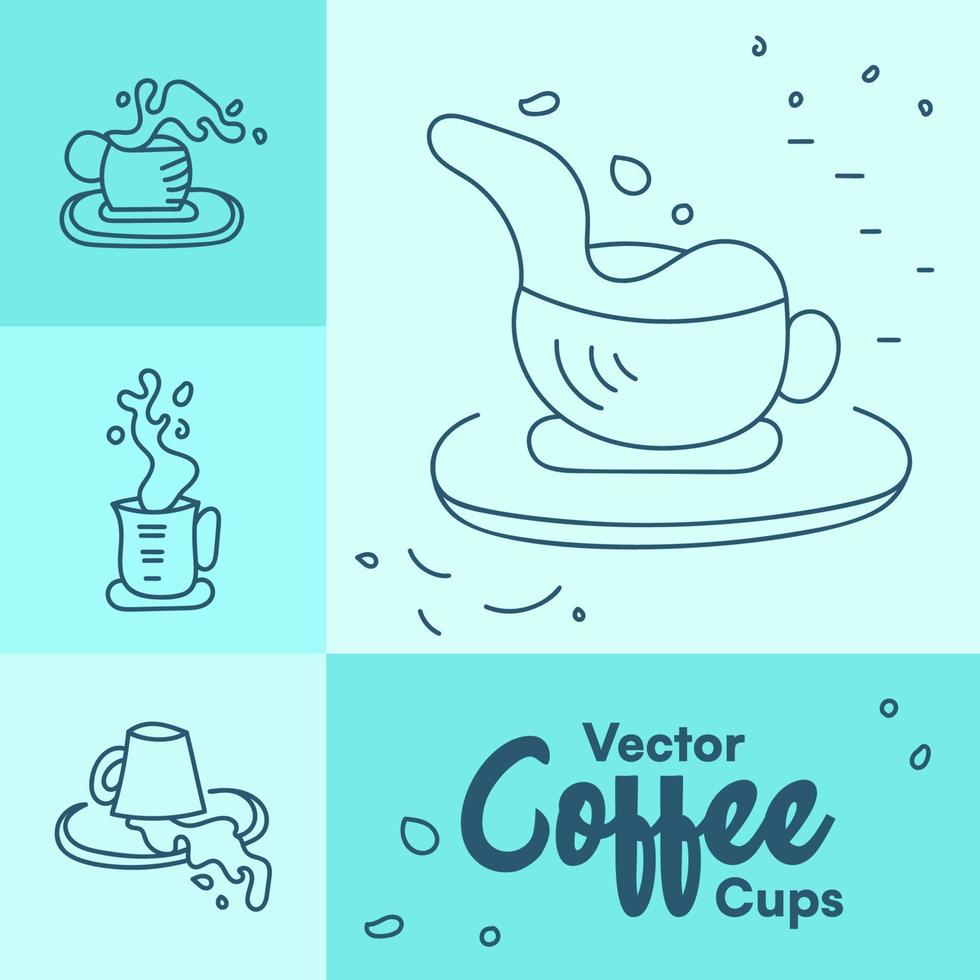 Warm coffee vector illustration drinking cup set with beautiful random splash