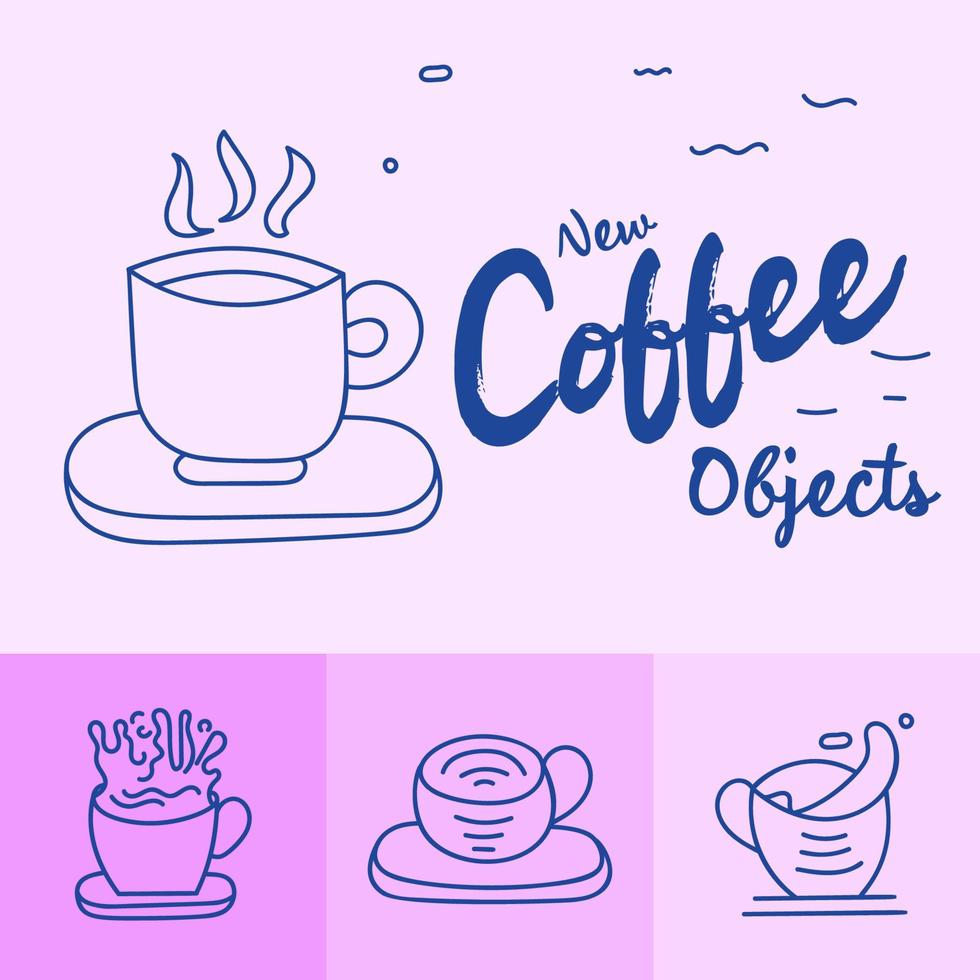 dibujo de estilo de contorno de taza de café a mano alzada. Espresso simple y cálido. vector