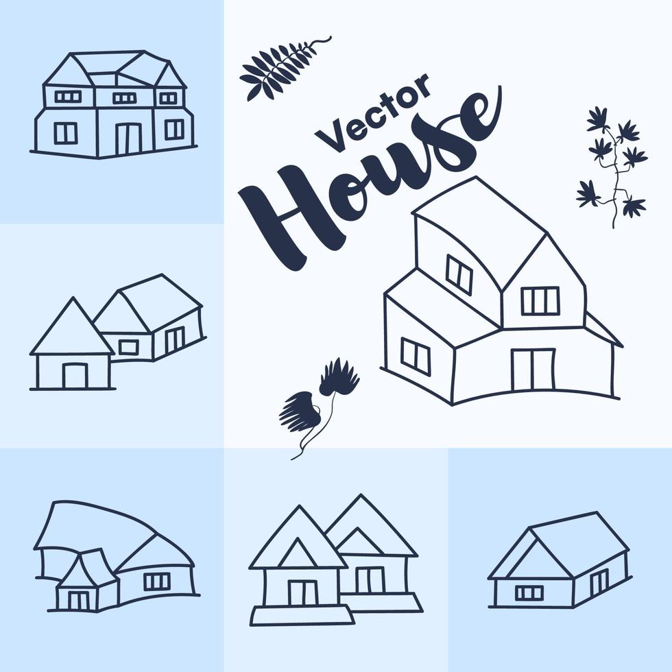 Simple 2d house drawing vector graphic objects