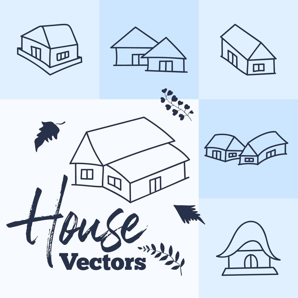 dibujado a mano mínimo casa de pueblo dibujo vector clipart