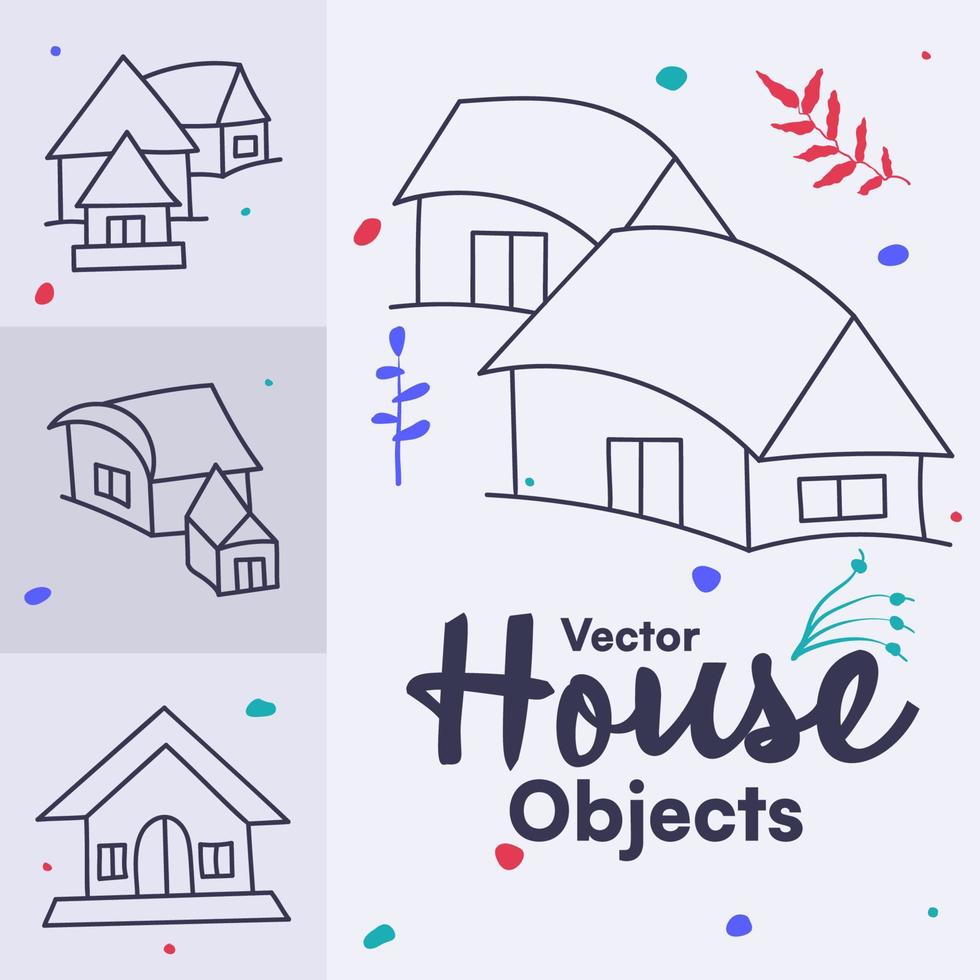 objetos artísticos mínimos y de ilustración de la casa en perspectiva vector