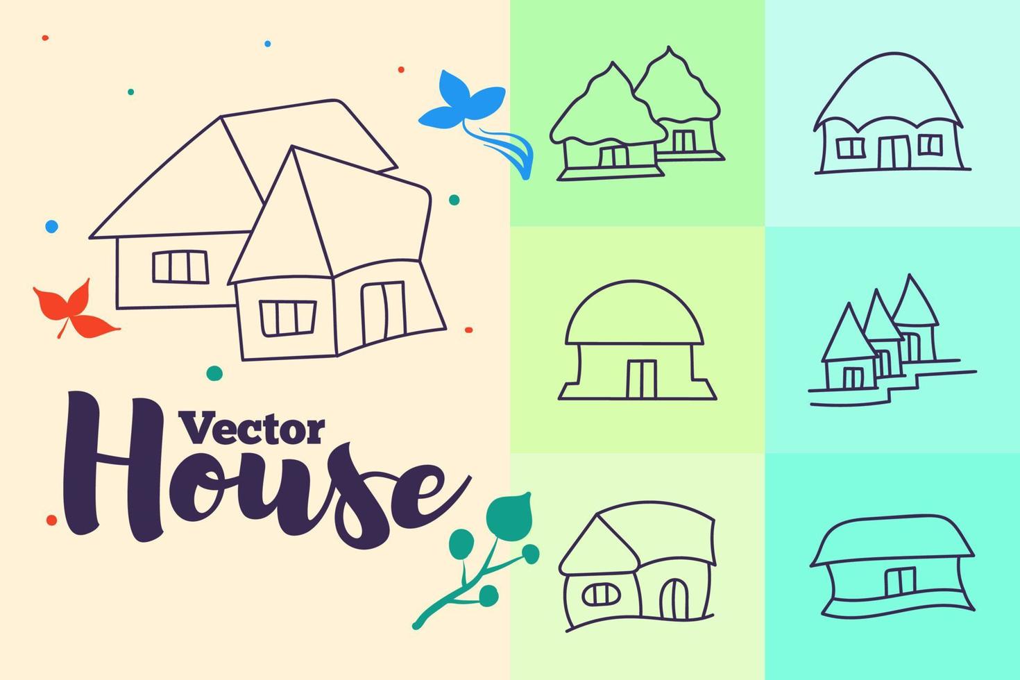 conjunto de ilustración de objetos de casa lindo vector mínimo