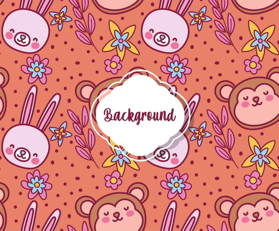background cute animals decoration flat layout vector