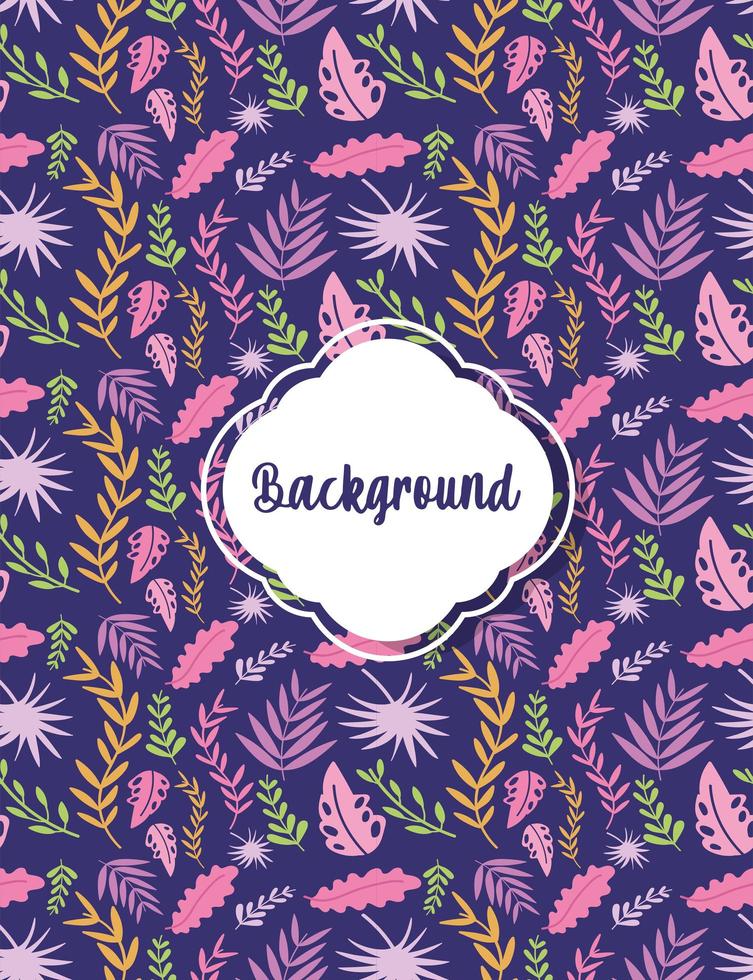 background floral leaves foliage decoration flat layout vector