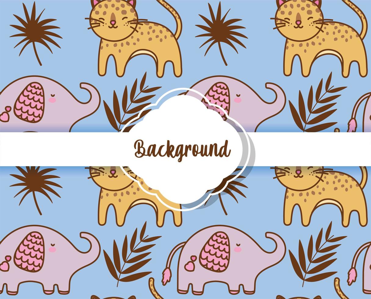 background cute animals decoration flat layout vector