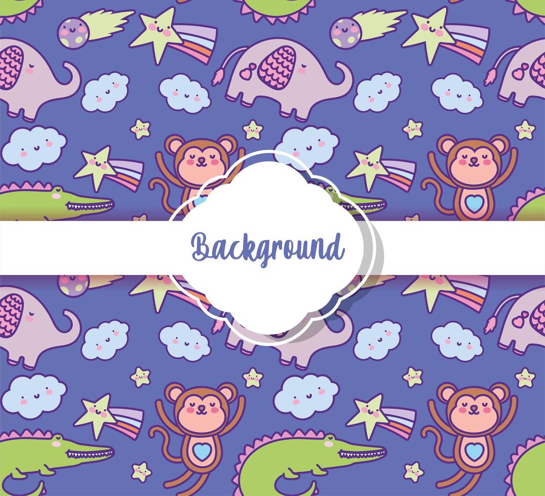 background cute animals decoration flat layout vector