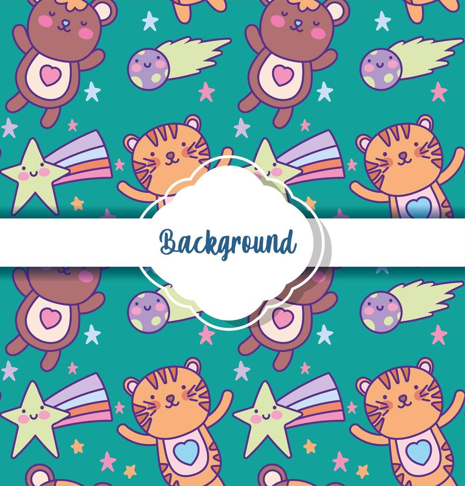 background cute animals decoration flat layout vector