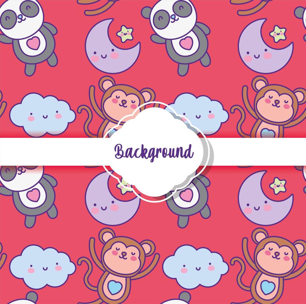 background cute animals decoration flat layout vector