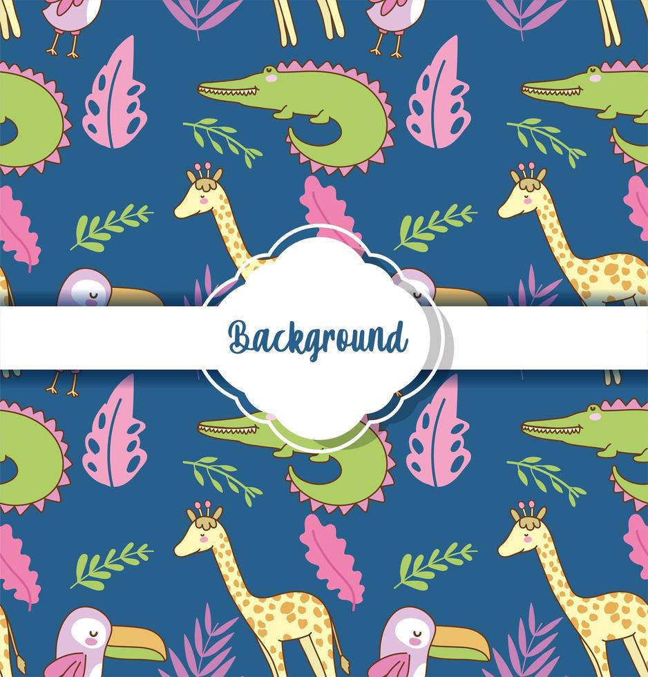 background cute animals decoration flat layout vector