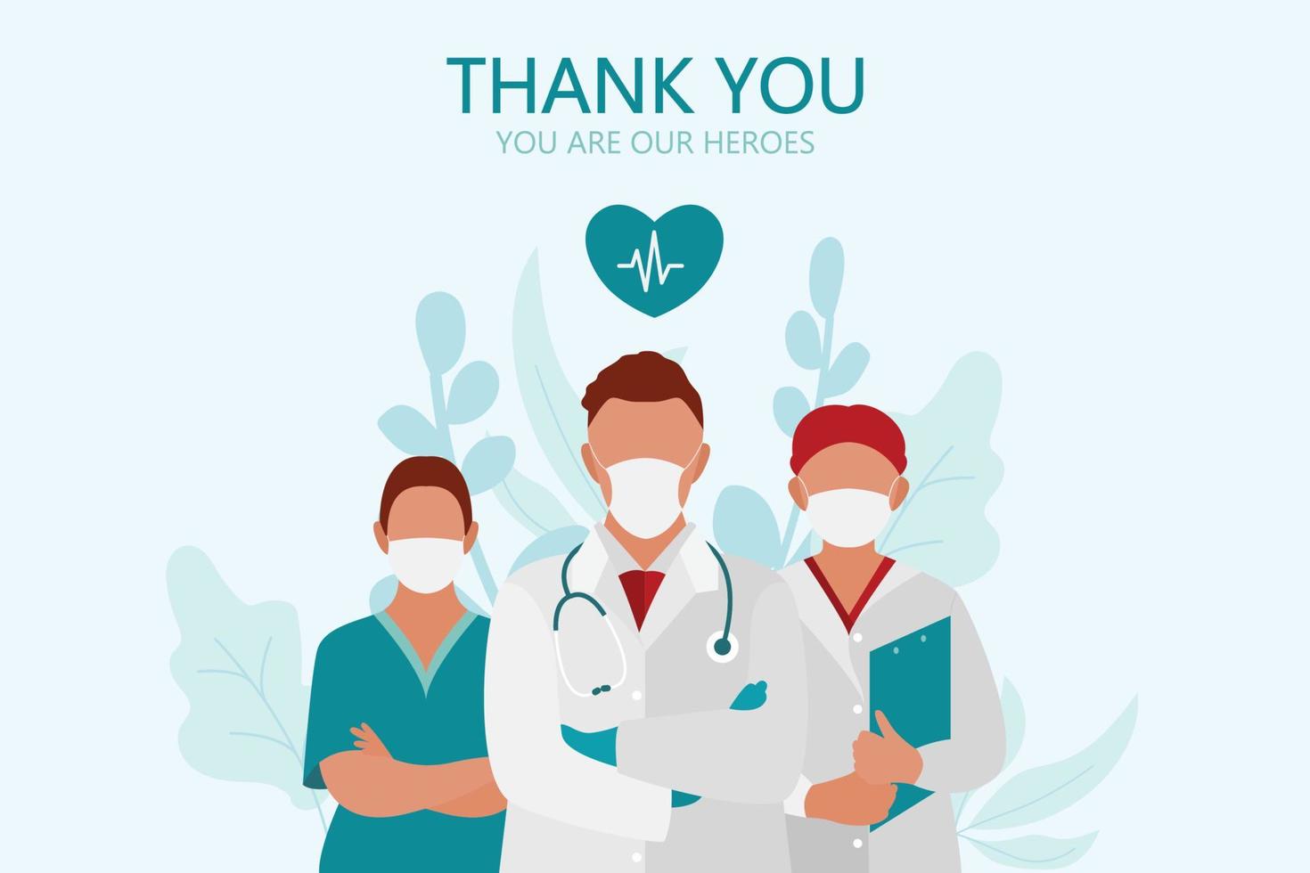 Thank you doctors and nurses Free Vector