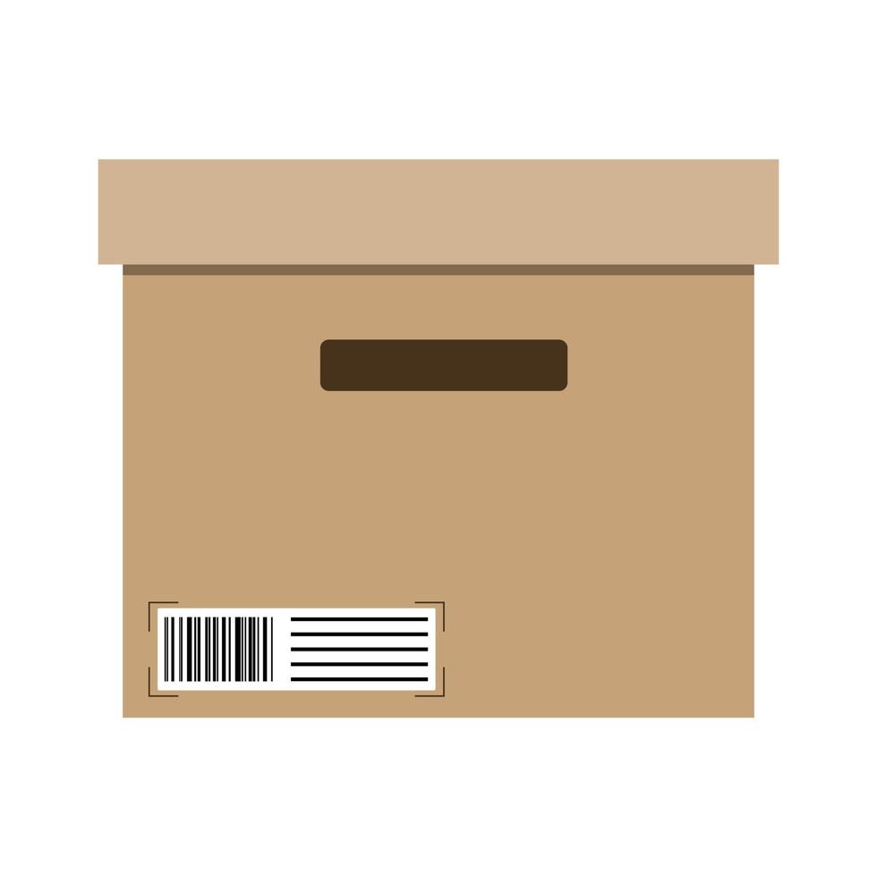 icono plano de caja de cartón vector