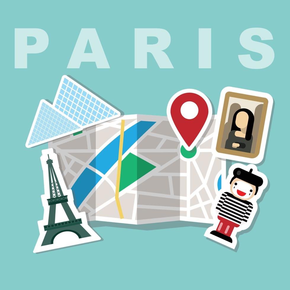 icono de vector plano de pegatinas de París
