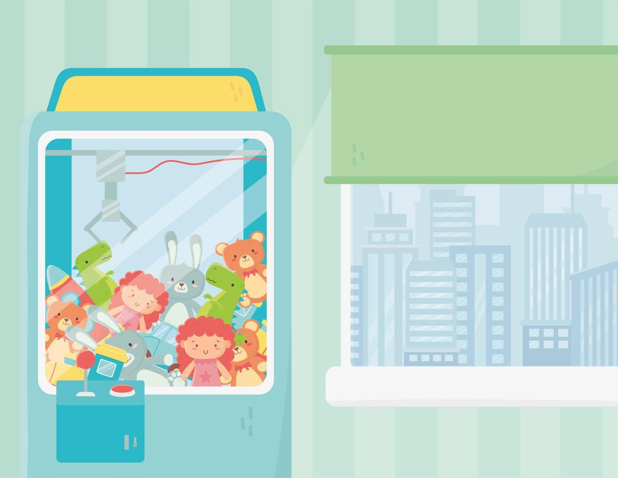 toys claw machine room window cityscape vector