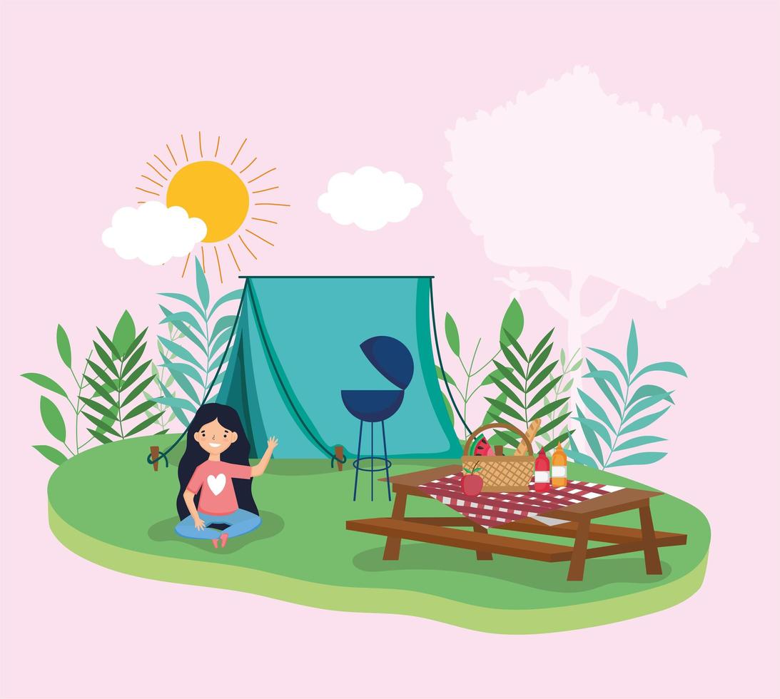 young people picnic in the park vector