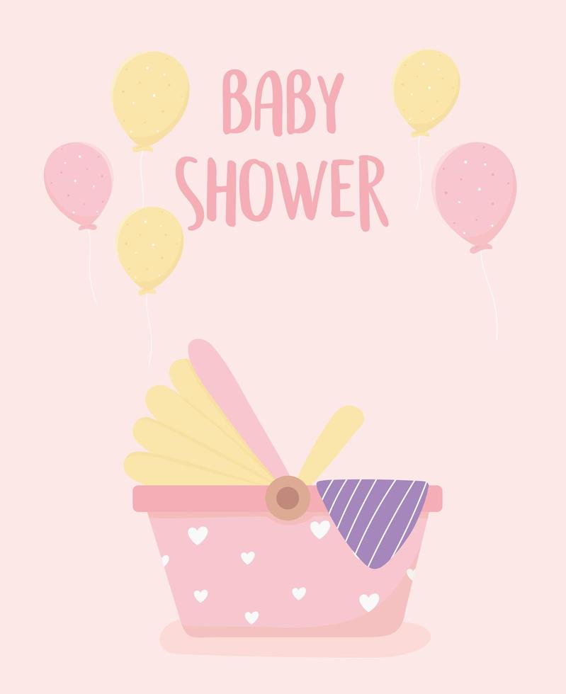 baby shower newborn car seat balloons decoration vector